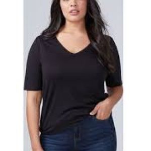 Lane Bryant Black Modest-Sleeve V-Neck Tee - 22/24